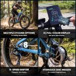 ESKUTE Electric Bike for Adults - 48V20.8Ah Battery Ebike up to 80 Miles, Peak 1500W Brushless Motor, 32MPH, 26x4.0 Fat Tire Step-Over Mountain Ebike, Full Suspensions E-Bike， Blue