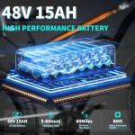 QnQ Fat Tire Electric Bike for Adults, 2000W Peak Mountain Ebike with 34 MPH, 65 Miles Range, 7 Speeds, 48V 15Ah Removable Battery 26" Electric Bicycle for Commute