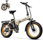 Foldable Electric Bike for Adults, 30+MPH, 48V 20Ah Removable Lithium Battery up to 80Miles, 20" Fat Tire 1000W Dirt Ebike Adult Electric Bicycle for City Commute Beach Mountain E Bike Yellow