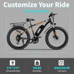 QnQ Fat Tire Electric Bike for Adults, 2000W Peak Mountain Ebike with 34 MPH, 65 Miles Range, 7 Speeds, 48V 15Ah Removable Battery 26" Electric Bicycle for Commute