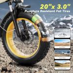 Foldable Electric Bike for Adults, 30+MPH, 48V 20Ah Removable Lithium Battery up to 80Miles, 20" Fat Tire 1000W Dirt Ebike Adult Electric Bicycle for City Commute Beach Mountain E Bike Yellow