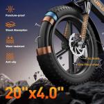 URLIFE Folding Electric Bike for Adults, 48V 13AH, 20" x 4" Fat Tire, Full Suspension with Quad-Link Shock Absorption, LED Display, 7-Speed, 60-80 Miles, UL2849 (Folding, Klein Blue)