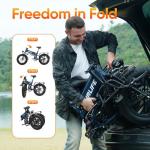 URLIFE Folding Electric Bike for Adults, 48V 13AH, 20" x 4" Fat Tire, Full Suspension with Quad-Link Shock Absorption, LED Display, 7-Speed, 60-80 Miles, UL2849 (Folding, Klein Blue)