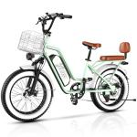 Electric Bike for Adults, 20"x 4" Fat Tire 35MPH Cargo Ebike, 1450W Peak Cargo Ebike with 48V 20AH Removable 960WH Battery, 80 Miles Max Range 2 Seater 7-Speed Step-Thru Electric Bicycle Green