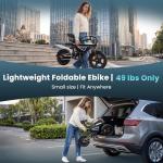 AYOLNY Folding Electric Bike for Adults, 750W Peak 14" Foldable Ebike, 36V Battery 20 Miles Range, 3 Riding Modes with PAS, Compact Commuter E-Bike