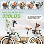 Electric Bike for Adults, 20"x 4" Fat Tire 35MPH Cargo Ebike, 1450W Peak Cargo Ebike with 48V 20AH Removable 960WH Battery, 80 Miles Max Range 2 Seater 7-Speed Step-Thru Electric Bicycle Green