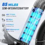 M1 Electric Bike for Adults with 1800W Peak Motor, 26'' x 4.0'' Fat Tire Electric Bike, 48V 17.5Ah Battery, 85 Miles Electric Mountain Bike, 36MPH 7 Speed Electric Bicycle with Front and Rear Baskets