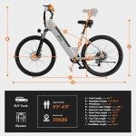 Qlife Cityone 26" Electric Bike for Adults, Peak 750W Step-Through Ebike, 40-Mile Range, Up to 22 MPH, Removable Battery, 7-Speed Commuter Electric Bike, City Comfort Ride, Silver