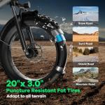 Foldable Electric Bike for Adults, 30+MPH, 48V 20Ah Removable Battery up to 80Miles, 20" Fat Tire 1000W Dirt Ebike Adult Electric Bicycle for City Mountain Flat Tube E Bike White with Rear Basket