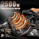 ASKGO Electric Bike for Adults, 2500W Peak Motor, 32MPH & 100 Miles, 48V 20Ah Large Battery, NFC & Password Unlock, Electric Dirt Bike with LCD, Dual Suspension & Brakes, 20" Fat Tire Off-Road Ebike