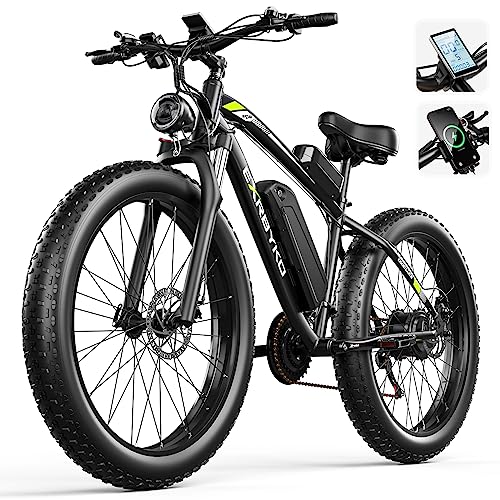 EXRBYKO 750W 34MPH 26" Fat Tire E-Bike - 21-Speed