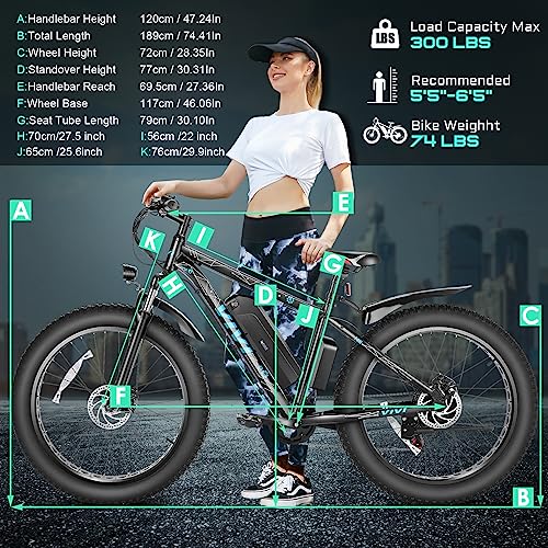 Vivi F26F Electric Bike 500W 26" x 4.0 Fat Tire