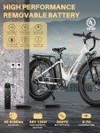 Likebike Electric Bike for Adults Peak 720W Electric Bicycle 48V 13AH (624WH) Battery Electric Bike 26" Fat Tire Mountain, E Bike 25MPH, UL 2849 Certified, 7 Speed Gears Dual Shock Absorber Ebike