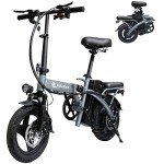 EBKAROCY Ebikes for Adults, 400W Motor 20MPH Max Speed, 14” Tire, 48V 15AH Removable Battery for Electric Bike, Multi-Shock Absorption, City Commuter, Foldable Adult Electric Bicycles for Women, Men
