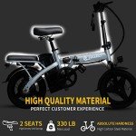 EBKAROCY Ebikes for Adults, 400W Motor 20MPH Max Speed, 14” Tire, 48V 15AH Removable Battery for Electric Bike, Multi-Shock Absorption, City Commuter, Foldable Adult Electric Bicycles for Women, Men