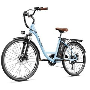Heybike Cityscape Electric Bike 350W(Peak 500W) Electric City Cruiser Bicycle Up to 40 Miles 23MPH Removable Battery, 7-Speed and Dual Shock Absorber, 26" Electric Commuter Bike for Adults