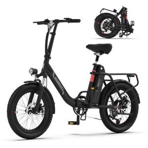 INVANTI Electric Bike, 20" Fat Tire Step-Thru Electric Bicycle, 900W Peak Motor 45 Miles 20MPH Top Speed, Dual Suspension & 7-Speed Folding Ebike for Adults with Rear Rack