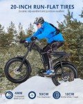 Riding'times 1500W Electric Bike for Adults Full Suspension, Long Seat Dirt Bike with 20" Fat Tire, Max 28/31MPH & 37-150 Miles, 15.6/20.4/31.2AH Battery, Moped Style Ebike for Snow, Mountains, Road