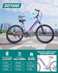 Gotrax Dolphin 26" Electric Bike, Max Range 30Miles(Pedal-assist1)&20Mph Power by 350W, 5 Pedal-Assist Levels&Front Suspension, 7-Speed&Boost Mode, City E-Bike for Adult Leisure Riding/Commuting