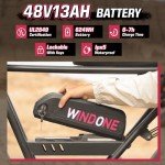 Windone K2 Electric Bike for Adult,Ebike for Adults with 750W Power Motor,48V13Ah UL Certified Battery,All Terrain 20" Fat Tire Electric Bike Up to 28MPH&46.6Miles Range with Double Seat,Urban E-Bike