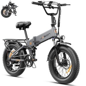 Jasion X-Hunter Electric Bike for Adults,1400W Peak Motor 30MPH Max Speed 48V 13AH Removable Battery, Full Suspension System Design,20''*4.0 Fat Tire Foldable Ebike,7-Speed Bicycles