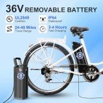 NAKTO Electric Bike for Adult Electric Bicycle 350W Ebike 45Miles 26" City Commuter Ebike Step Thru Ebikes High Brushless Motor Electric Cruiser Bike with Basket for Female Male, UL 2849 Certified