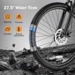 ACTBEST Race Electric Bike for Adults 21-Speed 27.5" Ebike, Up to 28MPH, Peak 1000W Brushless Motor, Removable Battery, Commuting Mountain Electric Bicycle with Fork Suspension,B