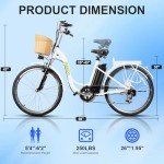NAKTO Electric Bike for Adult Electric Bicycle 350W Ebike 45Miles 26" City Commuter Ebike Step Thru Ebikes High Brushless Motor Electric Cruiser Bike with Basket for Female Male, UL 2849 Certified
