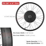 AW 26"x4" Fat Tire 48V Ebike Electric Front Wheel Bicycle Kit Electric Bike Conversion Kit 1000W Hub Motor Kit Dual Mode Controller