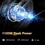 NARRAK Fat Tire Folding Electric Bike 48V 624Wh Lithium Removable Battery Peak 1100W Brushless Motor Max Speed 28Mph M5 Large LCD Display Suspension Step-Over Frame for Adults (S127-Bk/Or)