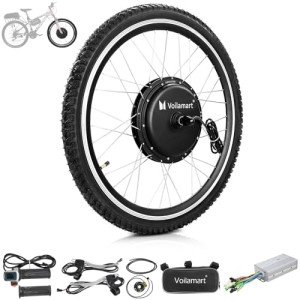 Voilamart Electric Bicycle Wheel Kit 26" 100mm Front Wheel 48V 1000W E-Bike Conversion Kit, Cycling Hub Motor with Intelligent Controller and PAS System for Road Bike(Without Battery)