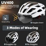 Bike Helmet, Basecamp Bicycle Helmet with Rear Light & Detachable Magnetic Goggles Lightweight Cycling Helmet Adjustable for Adult Men Women Mountain & Road (BC-069)