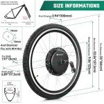 Voilamart Electric Bicycle Wheel Kit 26" 100mm Front Wheel 48V 1000W E-Bike Conversion Kit, Cycling Hub Motor with Intelligent Controller and PAS System for Road Bike(Without Battery)