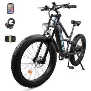 X-ARK 1500W Peak Adult Electric Bicycle, 26" Adult Electric Mountain Bike, 48V 16AH, 7 Speed Fat Tire Fat Tire Mountain Bike, Removable Battery, All Terrain (M2)