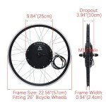 JAUOPAY 48V 1000W Electric Bicycle Conversion Kit 26" E-Bike Front Hub Motor Wheel 28mile/h (45km/h) High Speed Brushless Gearless Hub Motor Kit