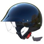 GLX M14 Open Face Motorcycle Helmet - Black, Large - DOT Approved