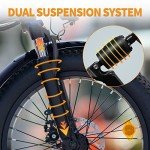 Jasion EB7 2.0 Adult Electric Bicycles, 28MPH Folding Electric Bike with 1200W Peak Motor, 55Miles Commute Ebikes for Adults 480WH Battery, Shock Absorber, Disc Brake, 20" *3.0 Tires for Beach Snow