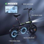 isinwheel U1 Electric Bike for Adults 750W Peak Motor, 20 mph Folding Ebike, 14" Adults Electric Bicycles with Smart Uphill, 280.8Wh Battery, 25 Miles PAS Range, Mini E Bikes for Adults and Teens