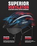 VICTGOAL Bike Helmet with USB Rechargeable Rear Light Detachable Magnetic Goggles Removable Sun Visor Mountain & Road Bicycle Helmets for Men Women Adult Cycling Helmets (L: 57-61 cm, Navy Blue)