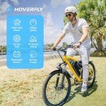 HOVERFLY OUREA Electric Bike 26", 750W Peak Motor Mountain Ebike, Up to 40 Miles 20MPH Removable Battery, 7-Speed and Shock Absorber, Electric Commuter Bike for Adults Yellow