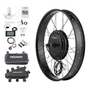 PEXMOR Electric Bike Conversion Kit, 48V 1000W 26" Fat Front Wheel E-Bike Conversion Kit, Ebike Hub Motor Kit Upgrade 3 Mode Controller w/PAS/LCD Display/Twist Throttle Bicycle Ebike Wheel Kit
