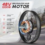 PEXMOR Electric Bike Conversion Kit, 48V 1000W 26" Fat Front Wheel E-Bike Conversion Kit, Ebike Hub Motor Kit Upgrade 3 Mode Controller w/PAS/LCD Display/Twist Throttle Bicycle Ebike Wheel Kit