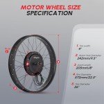 PEXMOR Electric Bike Conversion Kit, 48V 1000W 26" Fat Front Wheel E-Bike Conversion Kit, Ebike Hub Motor Kit Upgrade 3 Mode Controller w/PAS/LCD Display/Twist Throttle Bicycle Ebike Wheel Kit
