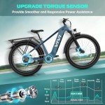 Vivi ACE01 Electric Bike for Adults, 26" x 4.0 Fat Tire Ebike, 1475W Peak Motor Torque Sensor Electric Mountain Bike, 25MPH Electric Bicycle with 48V 15AH Battery, Hydraulic Brake, UL 2849 Certified