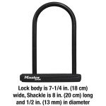 Master Lock Black Bike Lock with Key, Standard Size U-Lock for Bicycles and Other Outdoor Equipment, Anti-Theft Lock for Bikes, 8320D