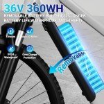 TST Electric Bike for Adults with Peak 500W 23MPH Brushless Motor，36V Removable Internal Battery,50Miles City Electric Bike,35-Speed Electric Mountain Bike,26" Tire Step Over E Bike.