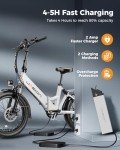 Jasion EB7 ST Electric Bike for Adults with 1200W Motor Peak, 480Wh Removable Battery 28MPH Max Speed & 55 Miles Range (PAS) [20" Fat Tire All-Terrain] Folding Step-Thru Ebike with Front Suspension