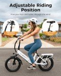 Jasion EB7 ST Electric Bike for Adults with 1200W Motor Peak, 480Wh Removable Battery 28MPH Max Speed & 55 Miles Range (PAS) [20" Fat Tire All-Terrain] Folding Step-Thru Ebike with Front Suspension
