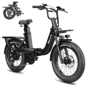 1500W Peak Electric Bike for Adults with 28MPH & 70 Miles Max Range, 48V & 750Wh Removable Battery Electric Bicycle, Folding E Bike with 20'' Fat Tire, Cargo Ebike, Step-Thru Frame, UL Certified