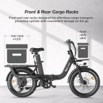 1500W Peak Electric Bike for Adults with 28MPH & 70 Miles Max Range, 48V & 750Wh Removable Battery Electric Bicycle, Folding E Bike with 20'' Fat Tire, Cargo Ebike, Step-Thru Frame, UL Certified